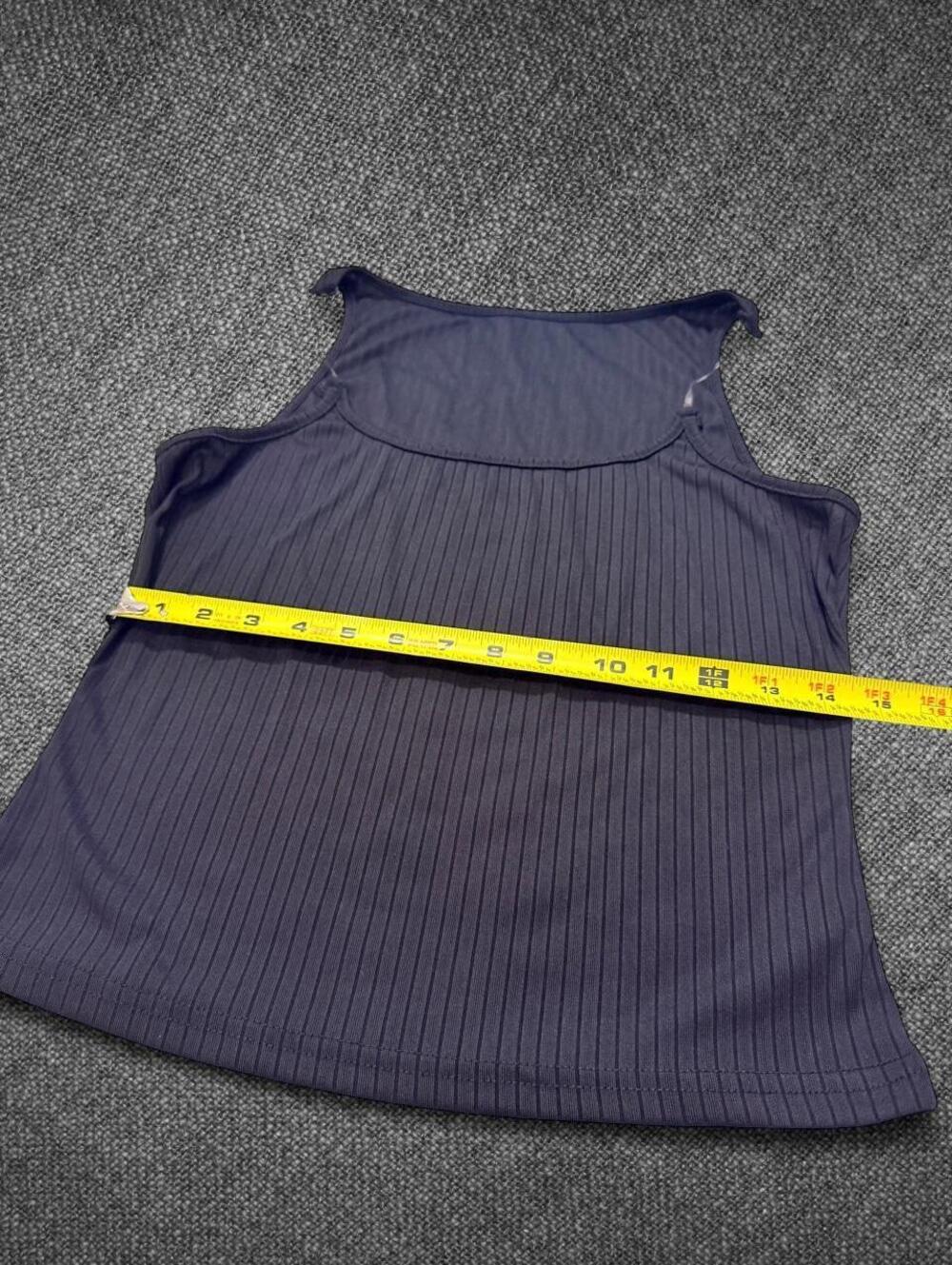 Black Ribbed Sheer Tank Top Size Large Fits Medium/Small - Picture 7 of 8